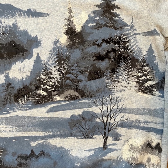 Northern Reflections Painterly Winter Scene Graphic Sweatshirt - Picture 3 of 11